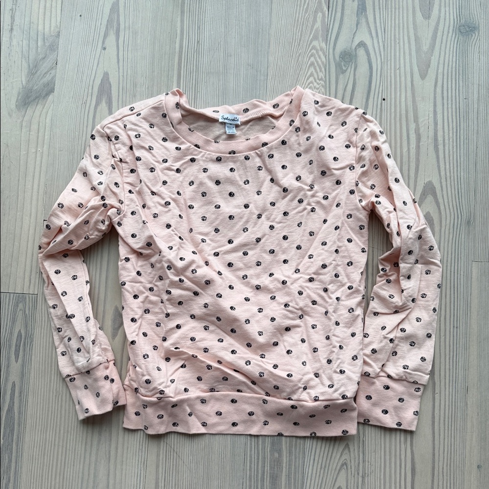 Splendid Light Pink Polka Dot Long Sleeve Top